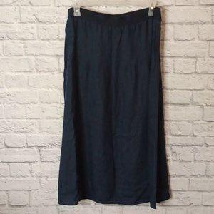 J. Jill 100% Linen Navy Blue Long Maxi Skirt
